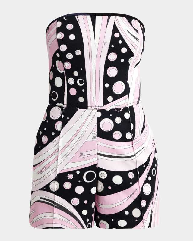 Printed Strapless Romper